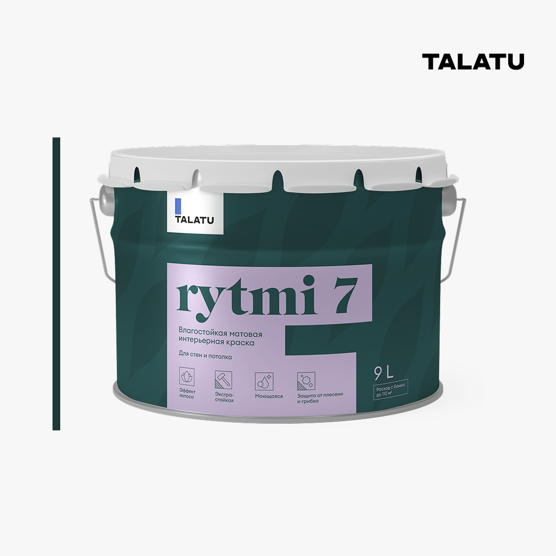 Краска влагостойкая полуматовая для стен и потолка Rytmi 7 (0,9, A)