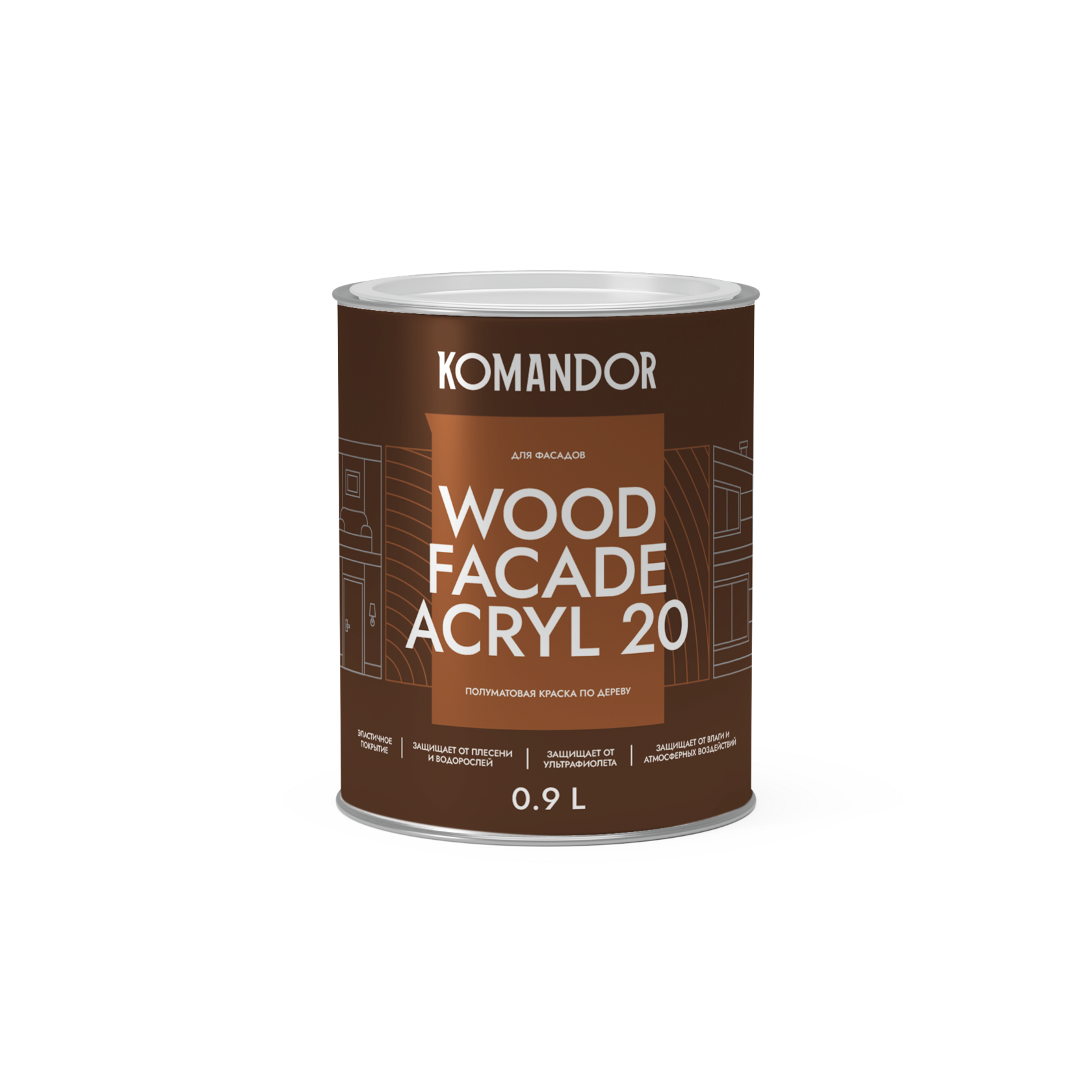 Краска по дереву полуматовая WOOD FACADE AKRYL 20 (Фасовка 2,7, База A, Степень блеска 20%)